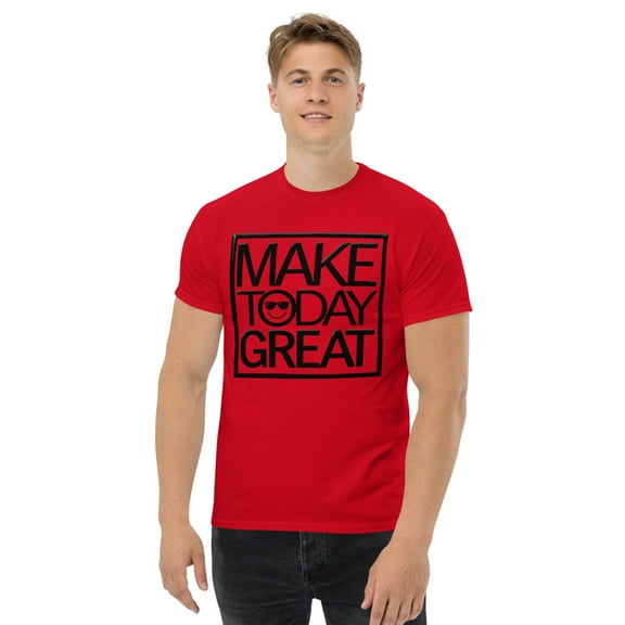 Unisex classic graphic tee message positivity make today great generated (Red, S)