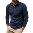 thumbnail image 2 of Baqcunre Men's Fashion Spring And Autumn Casual Long Sleeve Zipper Solid Color Long Sleeve T Shirt Top,L,Mens Shirts,Men'S T-Shirts,Long Sleeve Shirts For Men,Mens Clothes,Mens Fashion,Navy, 2 of 4