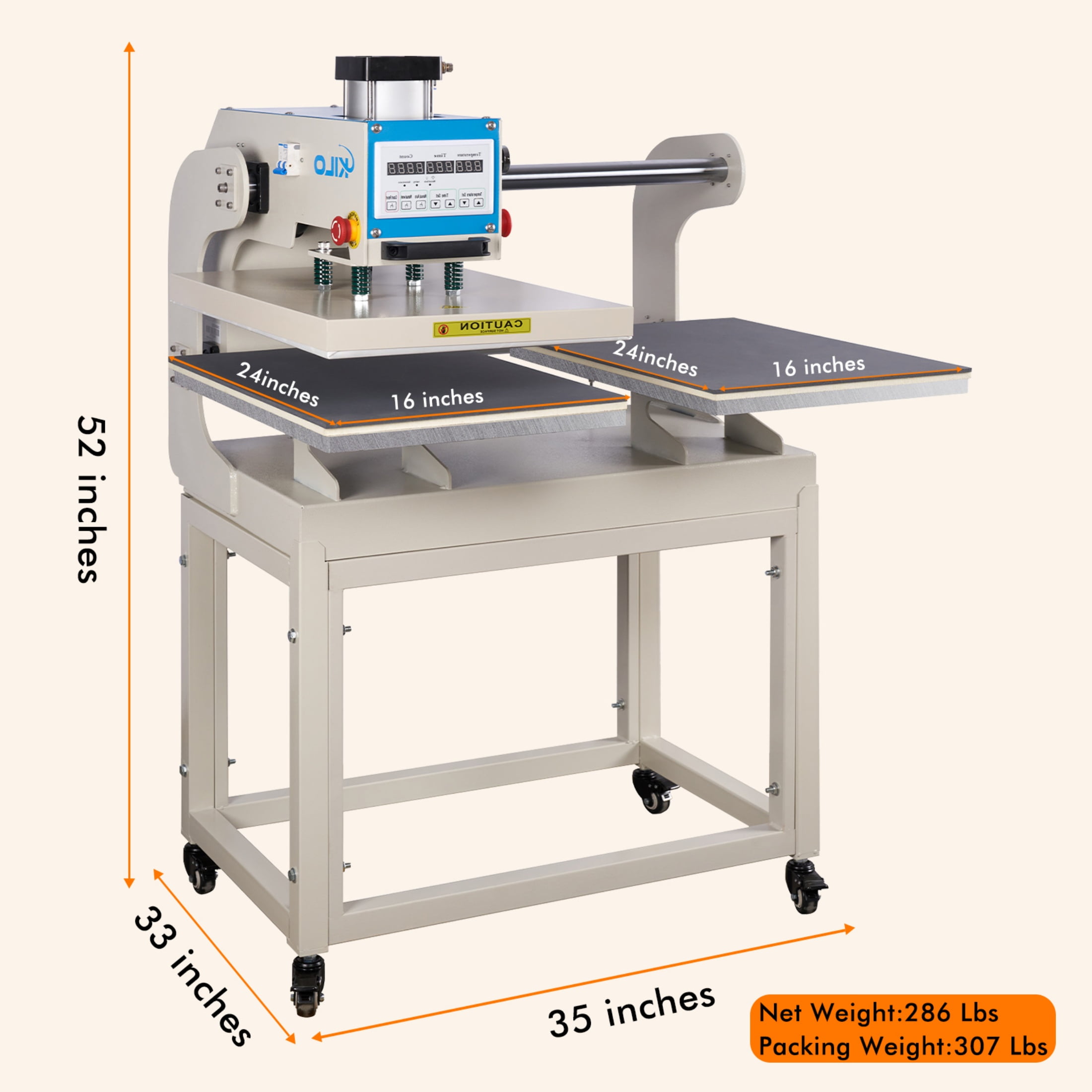 Kilo Pro 16" x 24" Heat Press Machine External Compressor,Large Sliding Dual Platen Commercial,Transfer Machine for Professional Printing
