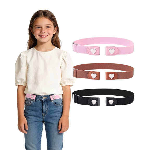 AWAYTR 3 Pcs Children Magnetic Buckle Elastic Belts Easy Wear Adjustable Stretch Belt for Toddler Boys Girls Pants