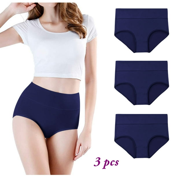 Women Underwear Brief High Waisted Cotton Stretch Soft Full Coverage Panties  3P 