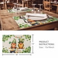 thumbnail image 3 of Placemats Set of 6, St. Patrick's Day Woven Placemat, Linen Place Mats for Kitchen/Dining Tables, Green Gnomes Lucky Shamrocks Vintage Washable Table Mats for Party, 3 of 8