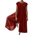 thumbnail image 2 of Jumpsuits for Women Summer Loose Wide Leg Jumpsuits Solid Color Plus Size Short Sleeve Rompers Overalls Red 3XL, 2 of 5