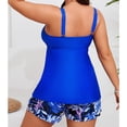 thumbnail image 4 of ZACPNCV Womens Plus Size Tankini Set Solid Color Drawstring Top Built In Soft Cups Cargo Pocket Boyshort Modest Swimwear, 4 of 8