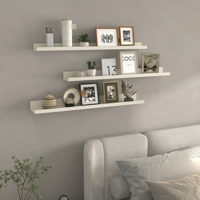 Creamy White Beige Wooden Shelf Set
