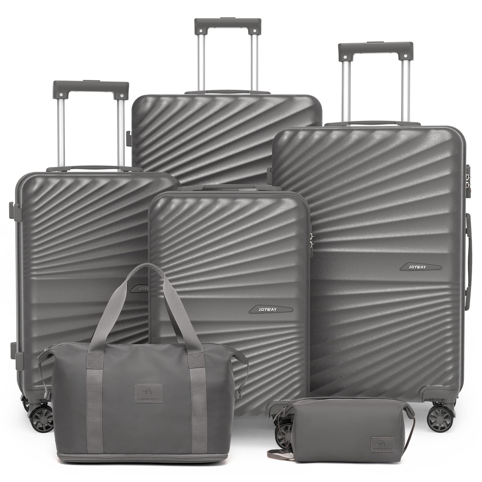 Joyway 6 Piece Hardshell Luggage Set with Spinner Wheels TSA Lock and Scratch-Resistant Finish Durable Lightweight Suitcases(Tote bags in mixed styles)