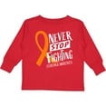 thumbnail image 3 of Inktastic Never Stop Fighting Leukemia Awareness Orange Ribbon Boys or Girls Long Sleeve Toddler T-Shirt, 3 of 5