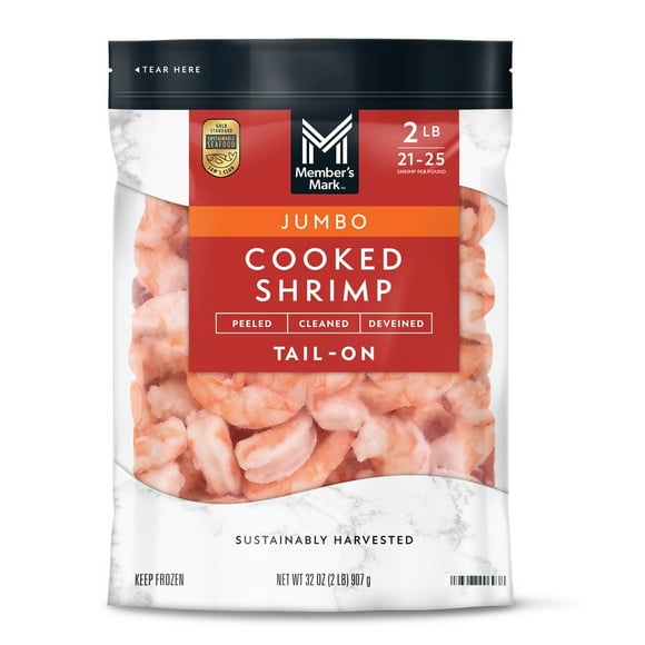Member's Mark Farm Raised Large Cooked Shrimp, Frozen, 31-40 ct. per pound, 2 lbs.