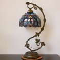 thumbnail image 3 of Tiffany Lamp Bedside Lamp Cloudy Stained Glass Table Lamp Banker, Reading Desk Light with Metal Leaf Thin Base 21" Tall for Living Room Bedroom Farmhouse Memory Sympathy WERFACTORY LED Bulb Need, 3 of 8