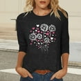 thumbnail image 5 of Cadancy Valentines Womens Tops Love Heart Graphic 3/4 Sleeve Crew Neck Tunic Blouses Pullover Cute Funny Casual Loose Tee Shirts Trendy Vintage Outfits, 5 of 6