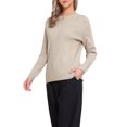 thumbnail image 4 of Suéter de manga raglán larga INSPIRE CHIC para mujeres 2025 Otoño Invierno, camiseta básica de punto acanalado, conjuntos XS color caqui, 4 of 6