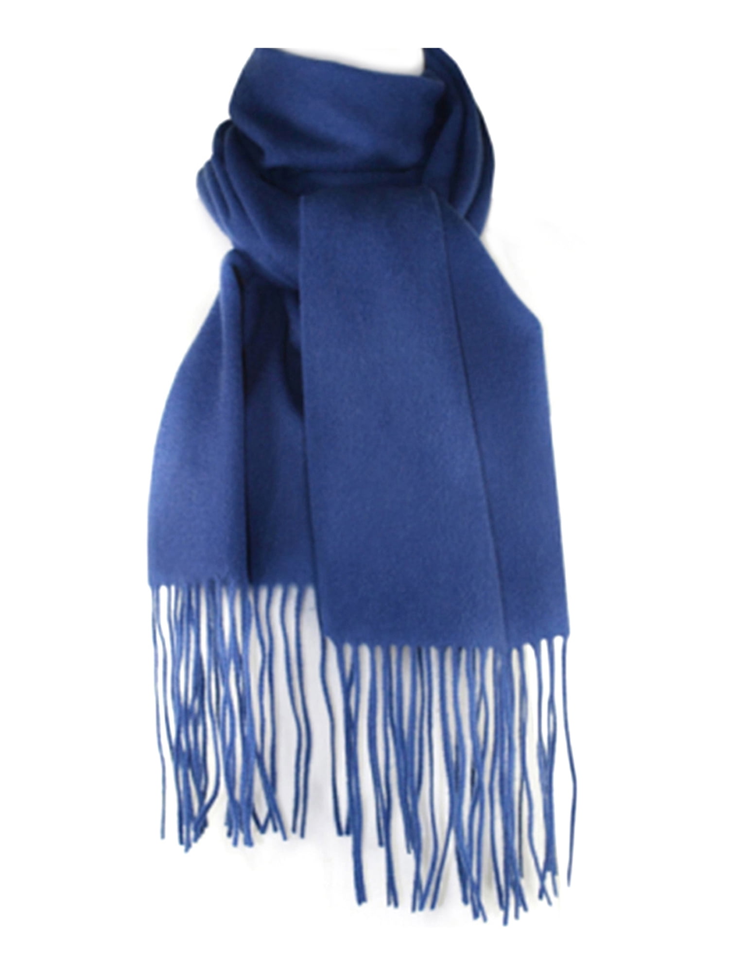 100% CASHMERE Warm PLAIN Scarf pure solid Royal Blue Wool SCOTLAND For Unisex 