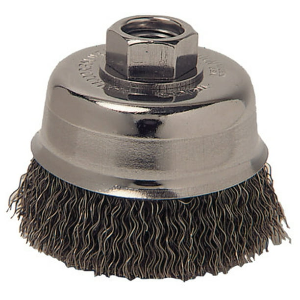 Crimped Wire Cup Brush, 6 in Dia., 5/811 Arbor, 0.02 in Carbon Steel