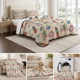 thumbnail image 6 of Quilts Queen Size Bedding Set, Summer Beach Lightweight Quilted Comforter, Retro Watercolor Surfboard Coconut Tree Soft Reversible Bedspread Coverlet with Pillow Covers for All Season, 90" x 96", 6 of 9