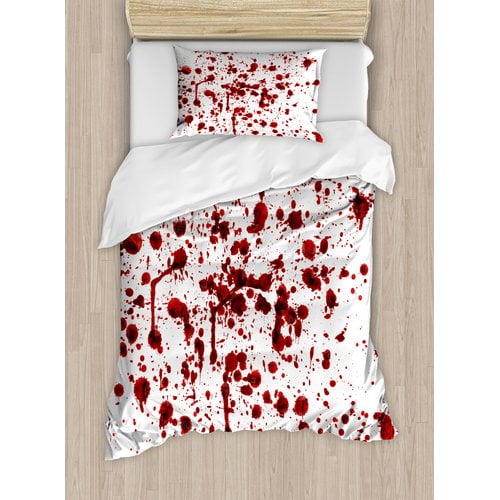 Ambesonne Horror Splashes Of Blood Grunge Print Duvet Cover Set