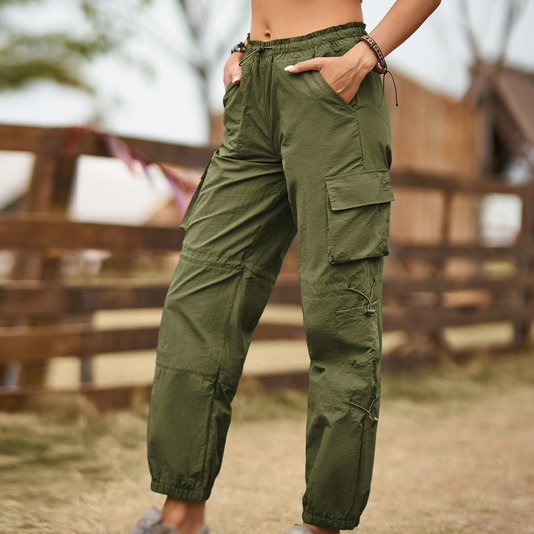 Loose Fit Baggy Cargo Pants Army Adjustable Sport Cute Casual Elastic Y2K  Lace Up Trousers for Women Wide Leg Active, Beige, Small : :  Clothing, Shoes & Accessories