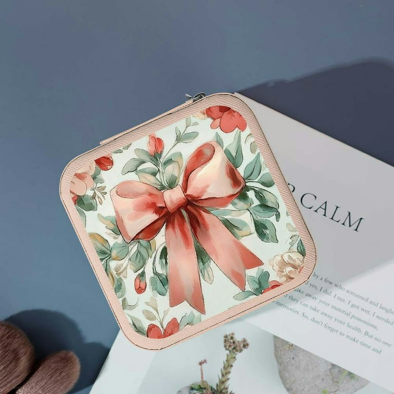 PRATYUS Flower Bow Ribbon Jewelry Box for Necklace, Ring, Earring