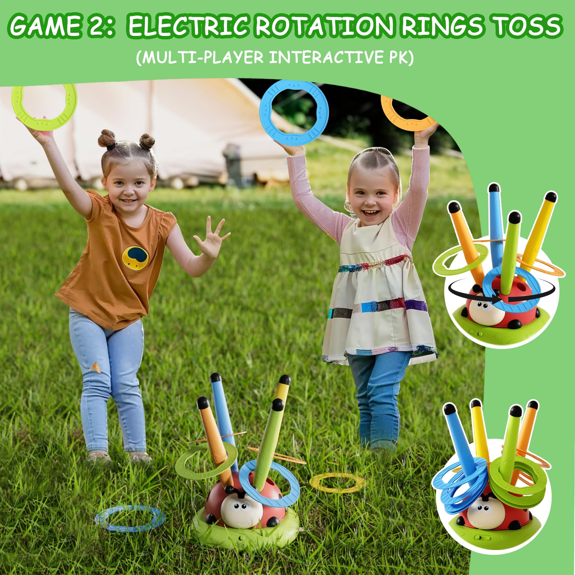 LINXUXIE 5-in-1 Musical Jump Set, Toss Ring Game and Stomping Toys, Active Indoor&Outdoor Games Birthday Gifts for 3-5 5-8 8-13 Years Old
