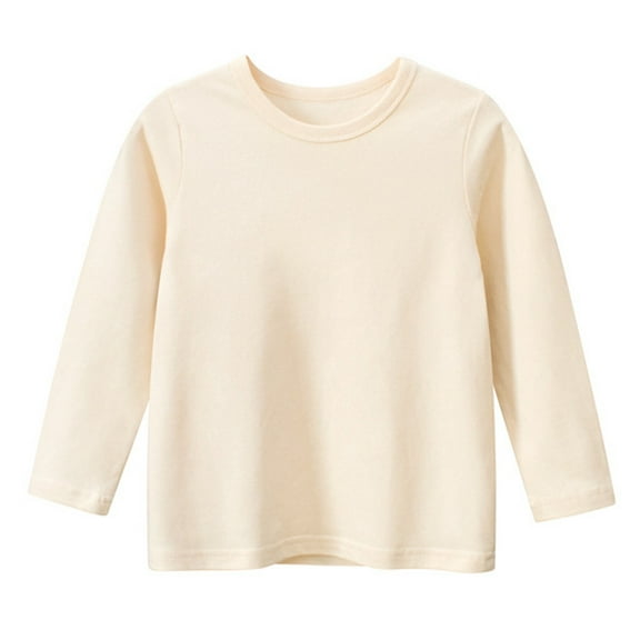 Otqutp 1-9 Years Toddler Baby Boy Girl Basic Solid Plain Organic Cotton T Shirts Long Sleeve Tops Long Sleeve Tee Shirt Girls Clothes(J,2-3 Years)