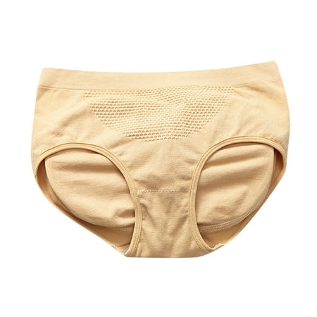 Scyoekwg Womens Underwear High Waisted Underwear Stretchy Comfort Ladies Underpants Hipster Panties Buttocks Lifting Solid Color Underpants(Beige M)