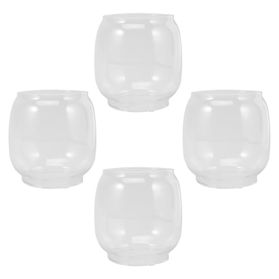 OUNONA 4 Pcs Oil Lamp Glass Shade Hurricane Chimney Lamp Globe Replacement Handblown Clear Glass Chimney Lamp Shade For Home Camping Vintage Oil Lamps