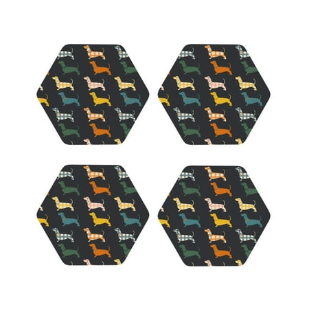 

Leather Coasters with Heat-resistant for Drinks Squre Dachshund Dog Puppy -标题2 Hexagon