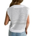 thumbnail image 6 of BLVB Summer Sweaters for Women V Neck Cap Sleeve Tops Sleeveless Striped Shirts Spring Clothes S-Xl, 6 of 6