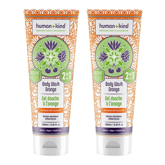 Body Wash Orange - Pack of 2 by Human+kind for Unisex - 8.45 oz Body Wash
