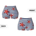 thumbnail image 5 of Lsque Starfish Navy Blue Stripe Pattern High Waisted Biker Shorts for Women-Tummy Control Fitness Athletic Workout Running Yoga Gym Shorts,Moisture-Wicking-, 5 of 9