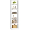 thumbnail image 3 of Hzuaneri 6-Tier Bookcase, Narrow Bookshelf, Skinny Display Bookcase with Cube Storage, Adjustable Shelves for Living Room, Office, Study, Bedroom, White, 9.4 x 19.7x 72 inch, 3 of 7