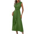 thumbnail image 2 of FcBaudy Robe Sans Manches Col Rond, Robes d'Été pour Femmes, Robes Élégantes pour Femmes Robe Longue Sans Manches Robe à Volants, 2 of 9