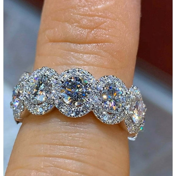 3Ct Lab-Created Diamond Full Eternity Wedding Band Ring 14K White Gold Plated