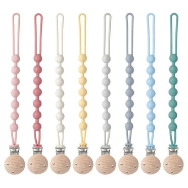 KABOER 8Pcs Pacifier Clips Silicone, Neutral Pacifier Clips for Baby Boys and Girls - Flexible and Rust-Free Holders for Teething Relief, Safe for Newborns