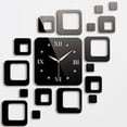 thumbnail image 1 of Reloj de pared de acrílico 3D Cuadrados Espejo de cuarzo Pegatinas de pared Pegatinas modernas de bricolaje Yuarrent JJ6540-01B, 1 of 2