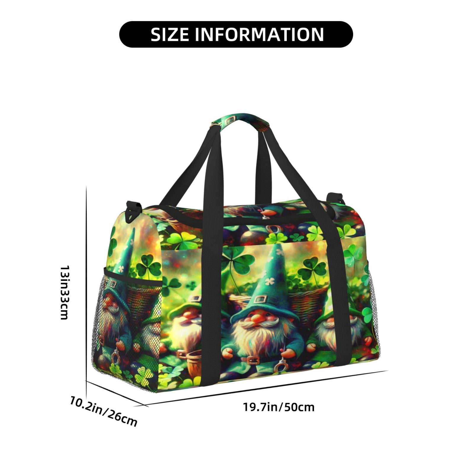 Fuzoiu St. Patrick's Day USA Flag Print Travel Duffle Bag,Carry On Tote Bags,Duffel Bag,Sport Gym Bag, Hospital Bag for Labor and Delivery, Overnight Bag,Luggage Bag
