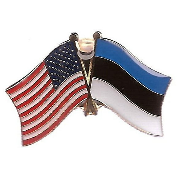 Pack of 50 Estonia & US Crossed Double Flag Lapel Pins, Estonian & American Friendship Pin Badge
