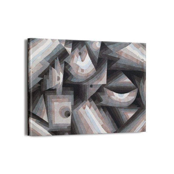 Modern Abstract Canvas Wall Art - Crystal gradation by Paul Klee Classic Artwork Picture Print with Framed Famous Oil Painting Hang for Home Office Bedroom Living Room Wall Decor-16" X12"