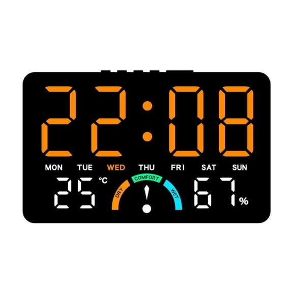 Large Screen Digital Clock Temperature Humidities Sensors Comfort Display Quiet Movement Wall Or Table Placement