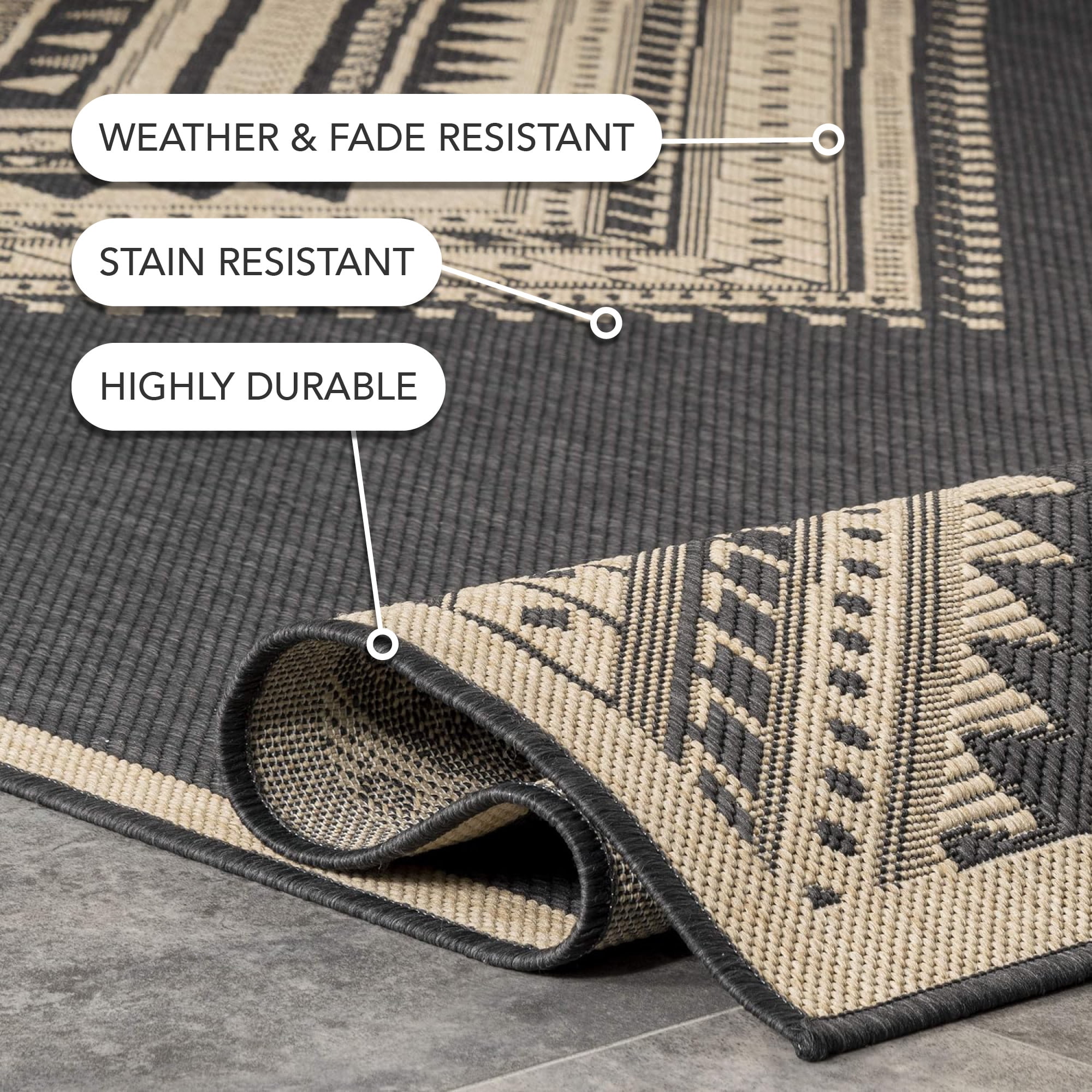 nuLOOM Landry Aztec Indoor/Outdoor Area Rug, 5' x 8', Landry Charcoal