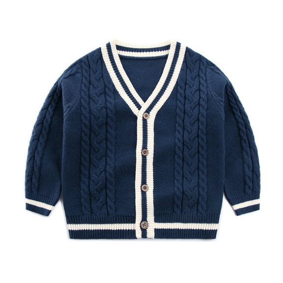 SILVERCELL Toddler Boys Girls Cardigan Sweater Cable Knit V-Neck Button Outwear Kids Long Sleeve Classic Spring Fall Jacket
