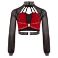 thumbnail image 3 of iixpin Kids Girls Shiny Yoga Sports Workout Modern Ballet Crop Top Rhinestones Jazz Dance Tank Cami Vest Red 16, 3 of 6