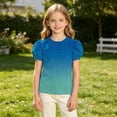 thumbnail image 4 of ATOGUTA Girls Tee Shirts Graphic Tees Short Sleeve Tshirts Crewneck Cute Summer Casual Basic Tops for Kids Teen Size 4T-15, Blue, 4 of 6