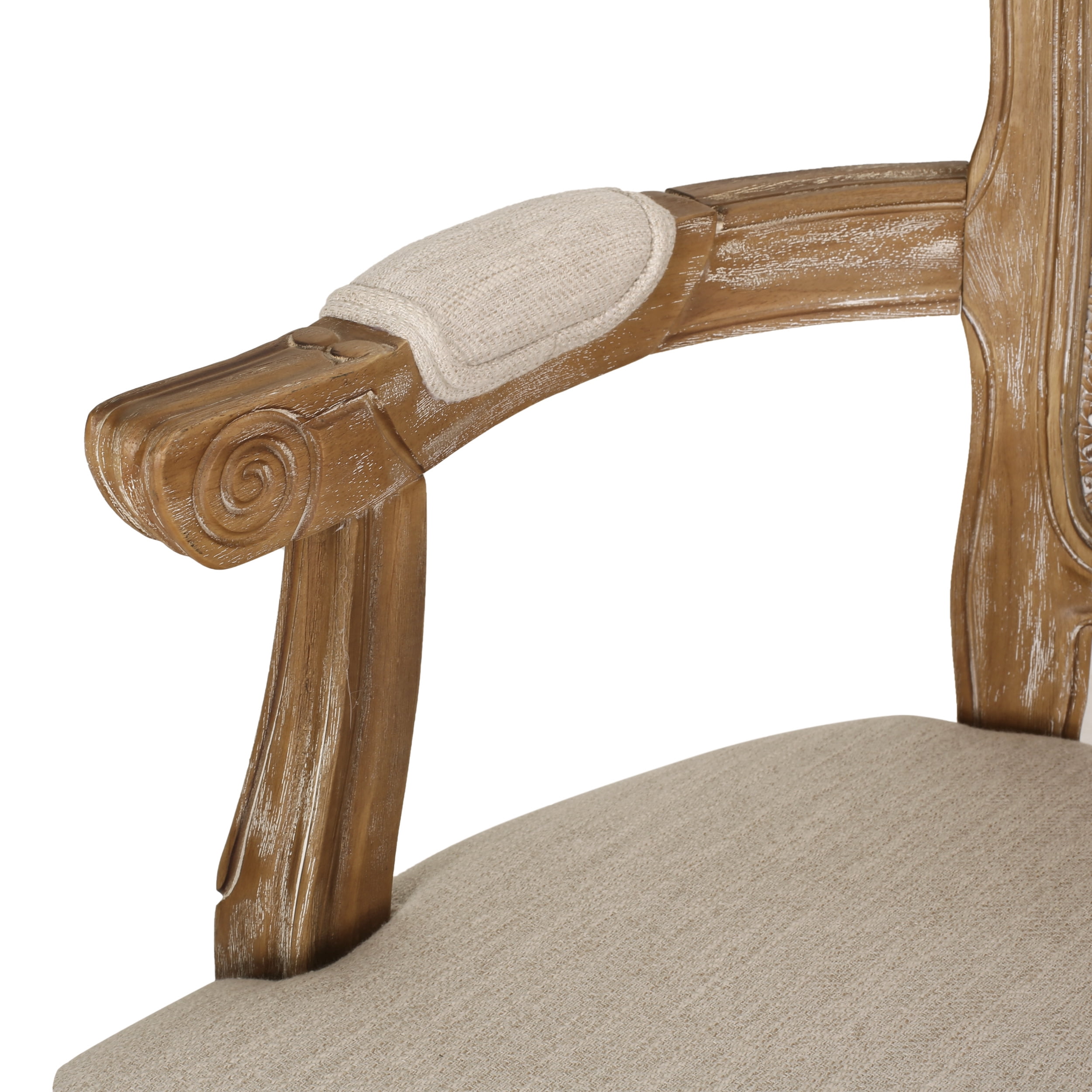 Noble House McKone French Wood and Cane Upholstered Dining Chair, Set of 4, Beige