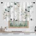 thumbnail image 3 of White Flower Curtains 27Inches Wide 36 Inches Length 2 Panels Beautiful White Floral Rod Pocket Window Curtain Plant Printed Curtains for Kitchen Bathroom, 3 of 6