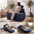 thumbnail image 5 of Oak and Birch 3-in-1 Folding Floor Sofa Bed, Boneless Convertible Couch with Chaise Lounge & Sleeper, High-Density Foam, Plush Velvet Upholstery, No Assembly, Navy Blue, 5 of 8