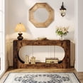 thumbnail image 4 of Tribesigns 63" Console Table, Wood Narrow Sofa Table with 2-Tier Shelf for Living Room, Brown, 4 of 5