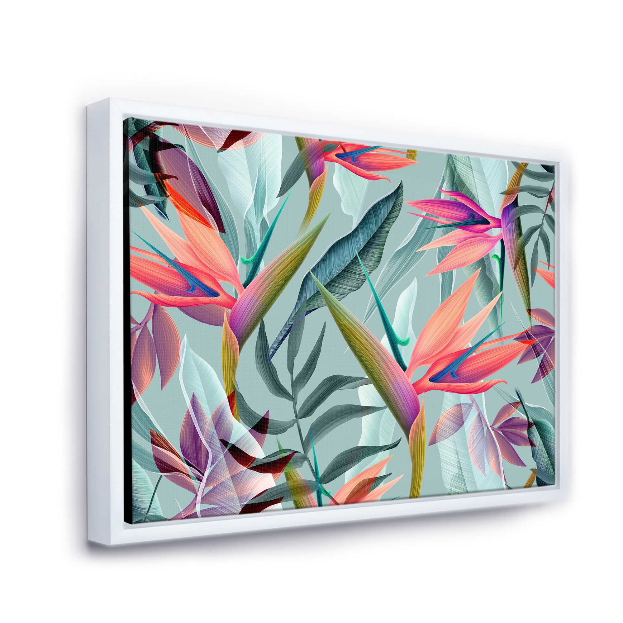 Designart 'VIntage Tropical Flowers V' Traditional Framed Canvas Wall Art Print