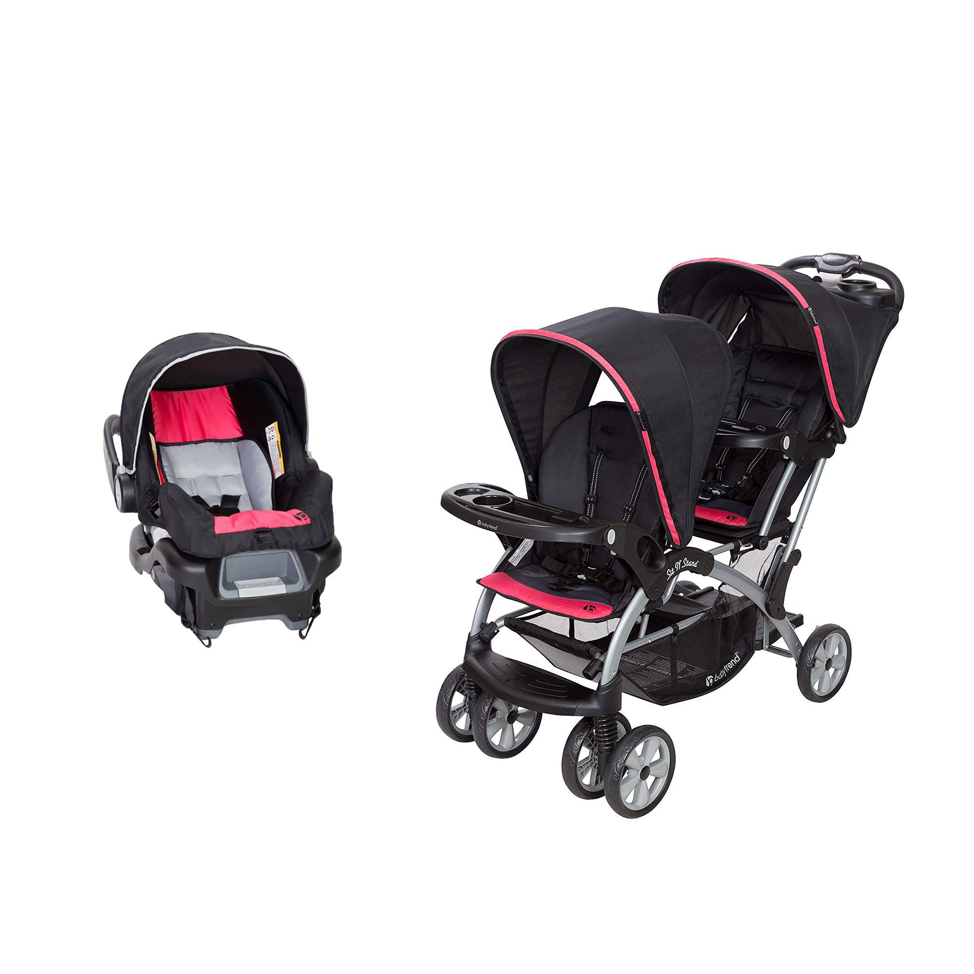 Baby Trend Double Sit N Stand Stroller System And Travel Car Seat Optic Pink