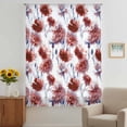 thumbnail image 3 of Red Floral Sheer Curtains 63 Inches Long, Vintage Cornflower Leaves Rustic Plants Light Filering Curtains, Breathable Simi Curtain Privacy Drapes for Living Room Bedroom Lightweight Window Treatment, 3 of 9
