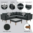 thumbnail image 2 of 4 Piece Outdoor Wicker Sectional Sofa Set with L-Shape Sofa and Table, Patio Conversation Set with Removable Cushions for Patio Pool Garden, Gray Cushions+Black Rattan, 2 of 9